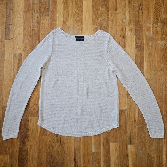 Tahari Linen Knit Top Womens XL Beige Sweater Coastal Minimalist Neutral - Picture 9 of 9